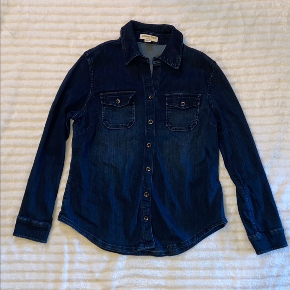 Coldwater Creek Denim Stretchy Shaped Button Down